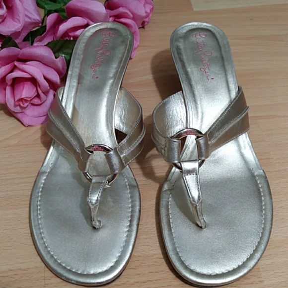 Lilly Pulitzer Shoes - Lily Pulitzer McKim Wedge Gold Metallic